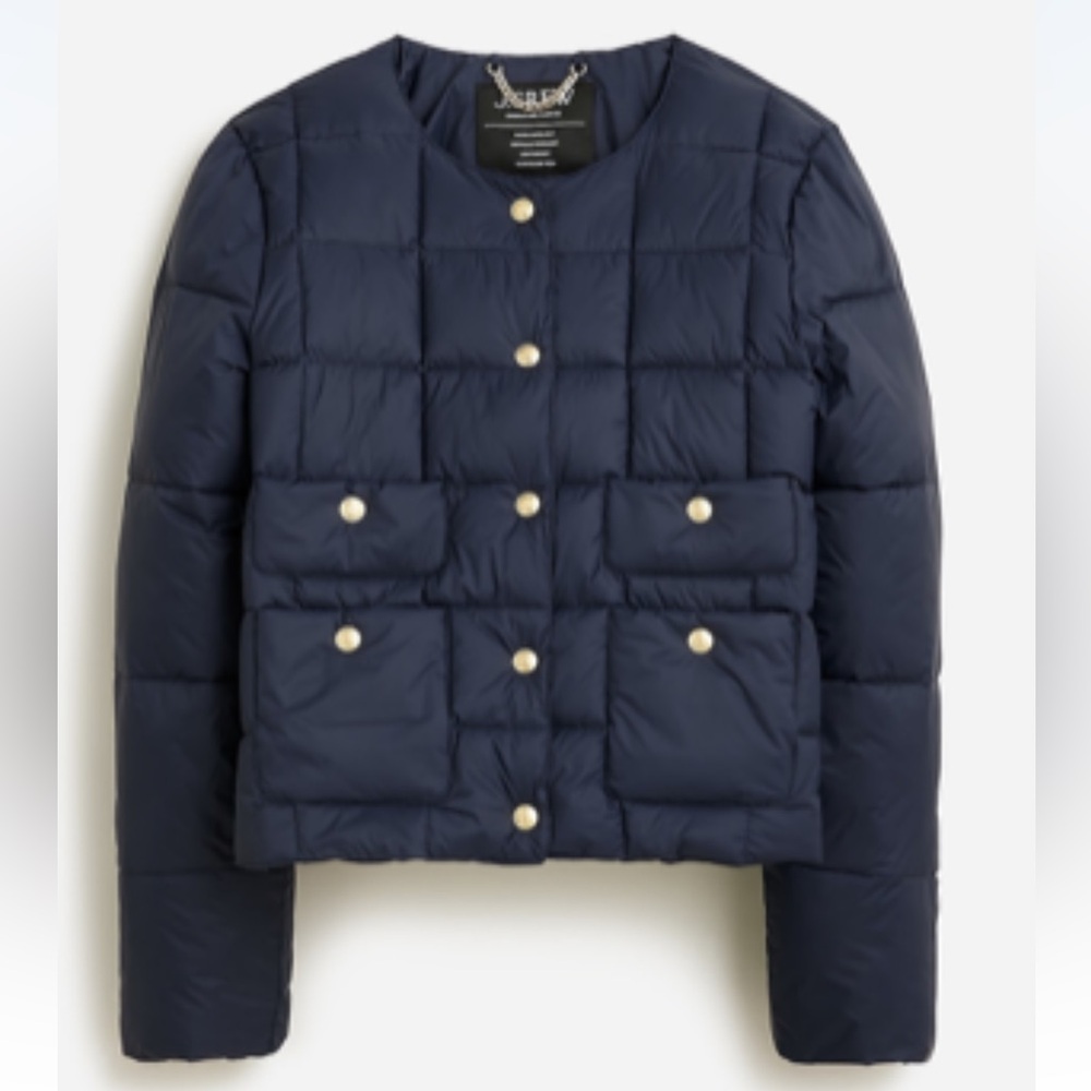 J. Crew Navy Quilted Puffer Jacket